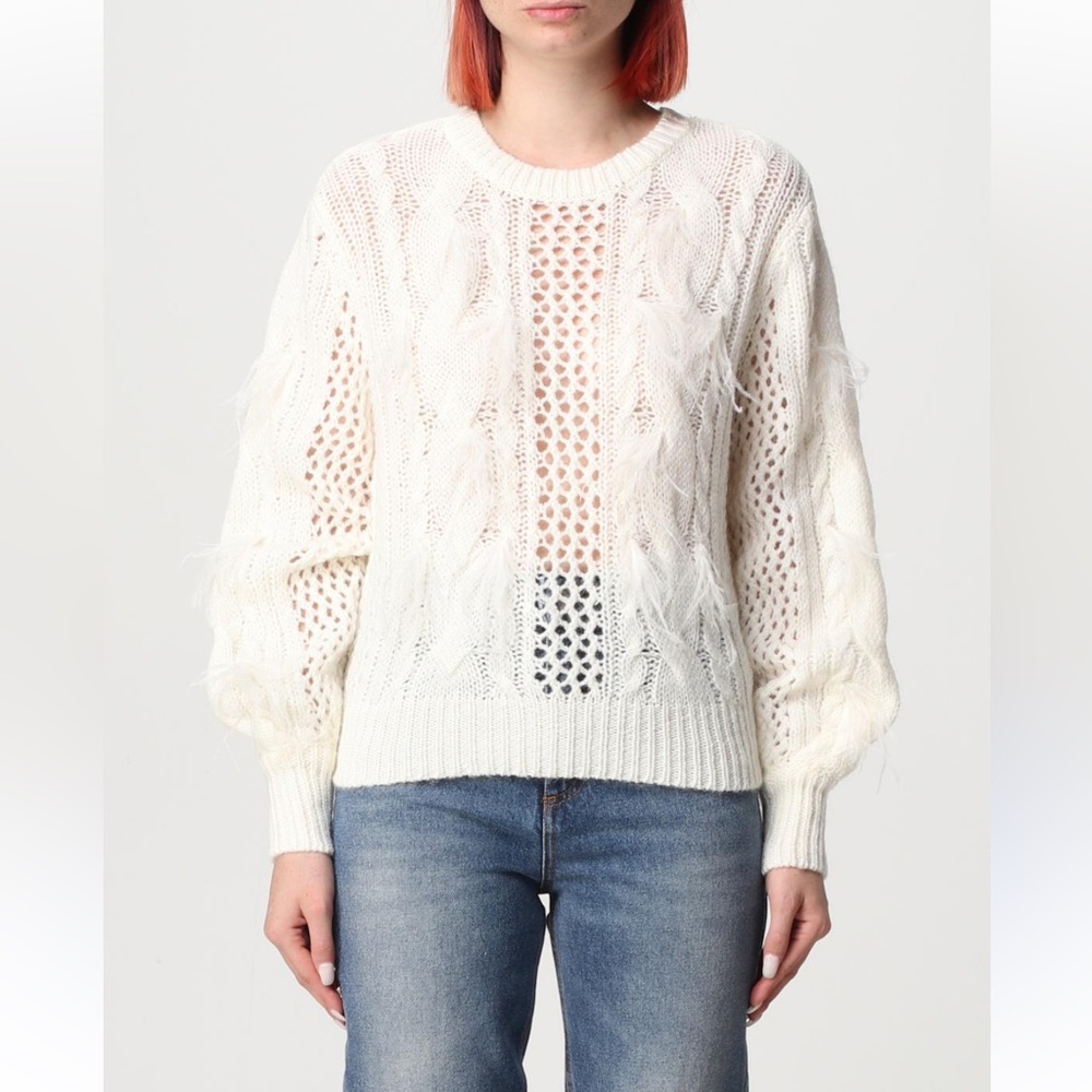 Twinset Feather Sweater Blouse White XS